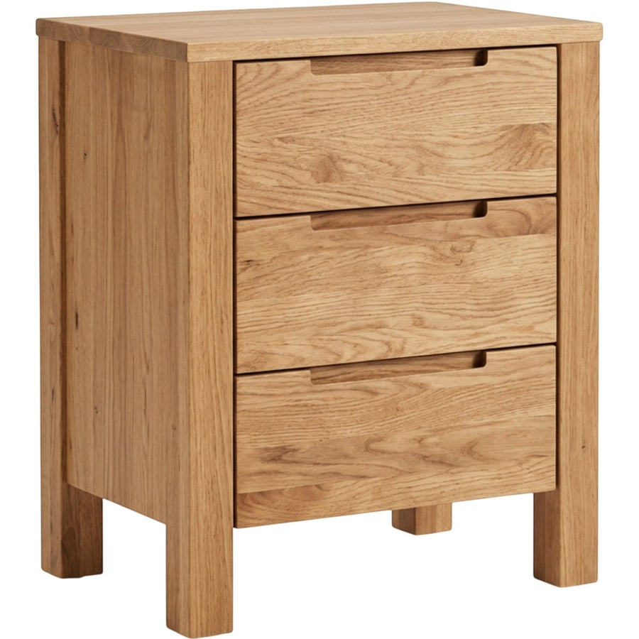Kinb Bedside Chest Natural Wood 3 Drawer 26 in