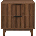 Kinb Fluted Nightstand Walnut 2 Drawer 24 in