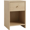 Kinb Narrow Bedside Cabinet White Oak 1 Drawer Shelf